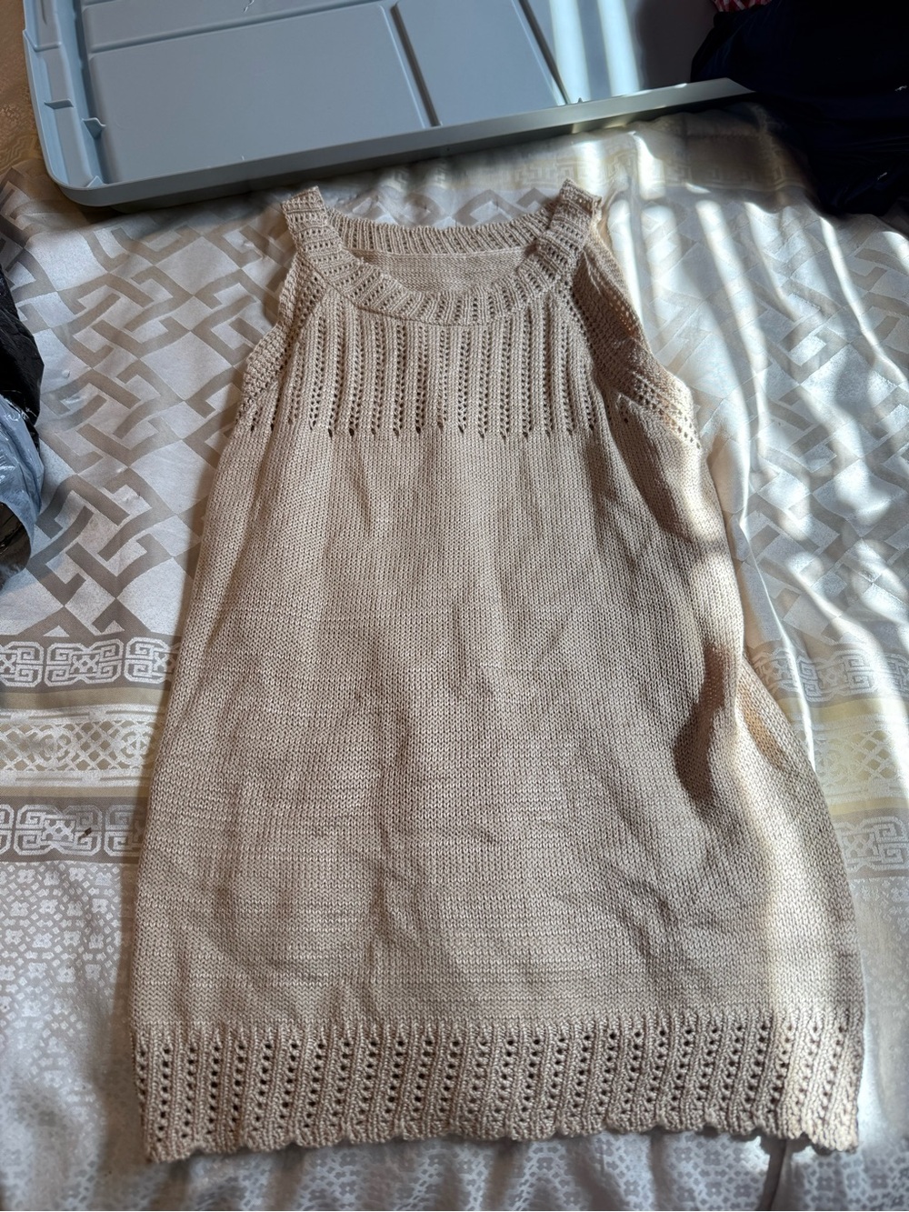 Knit Sleeveless Tunic Top in Light Beige